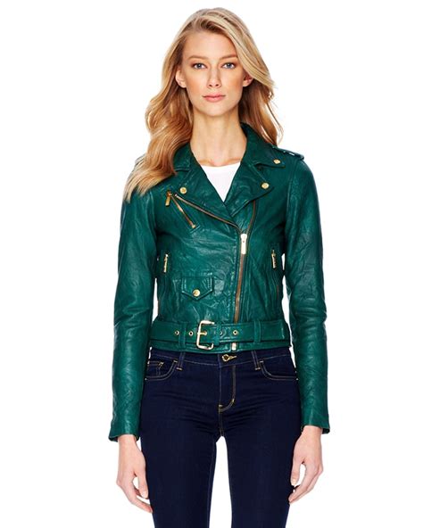 michael kors green leather jacket